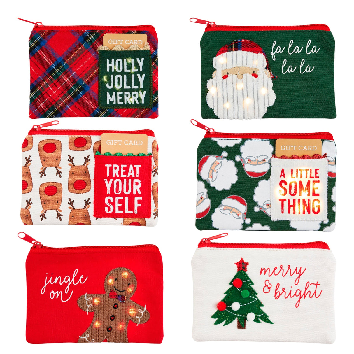 Christmas theme gift card zipper pouches