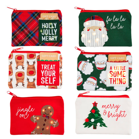 Christmas theme gift card zipper pouches