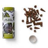 Lime basil and mandarin incense cones with ceramic holder citrus home fragrance set