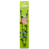  Lotsa LITES holiday LED Christmas necklace with miniature red, green, blue, and yellow light bulbs on a black cord