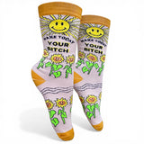 funny sunflower womens crew socks motivational quote novelty socks bright floral gift