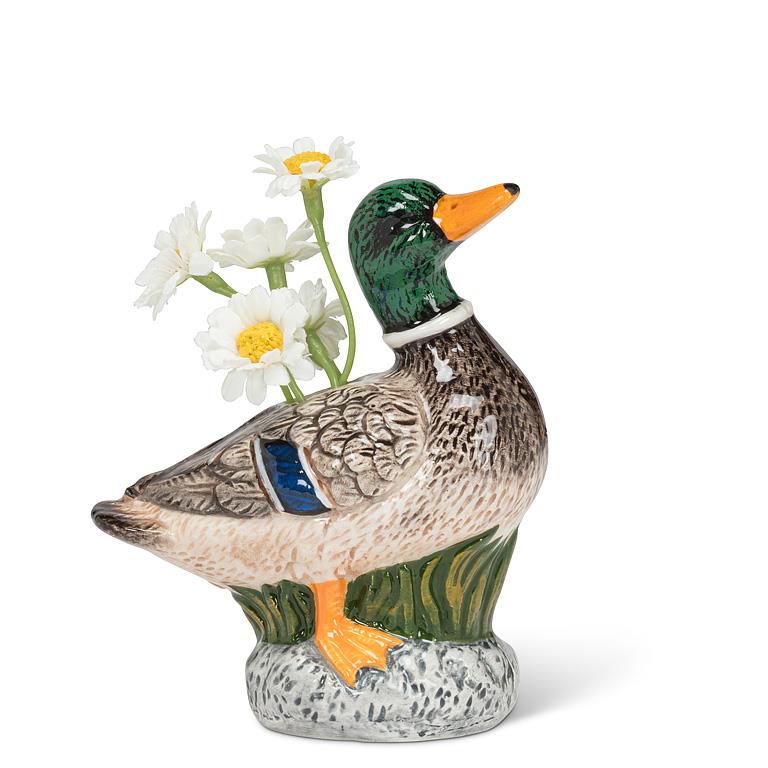 mallard duck ceramic bud vase small bird vase decorative accent