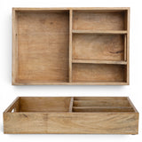 mango wood divided serving tray with handles and four organizer sections