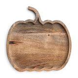 Mango wood pumpkin shaped cheese and serving board with raised scalloped edge