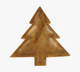 Carved Wooden Christmas Tree Platter