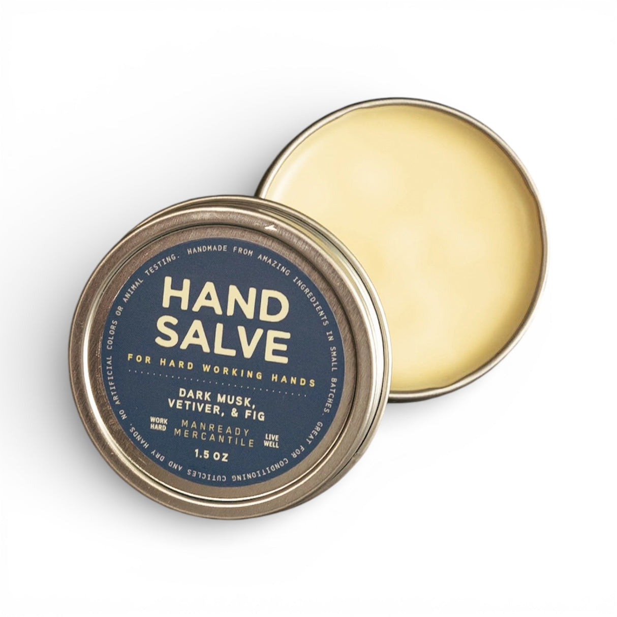 Gone fishing by Manready Mercantile. Dark musk vetiver fig hand salve for dry hands, natural beeswax hand balm for cuticles and skin care