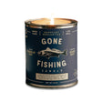 Gone Fishing soy candle with dark musk vetiver fig scent from Manready Mercantile Americana Series