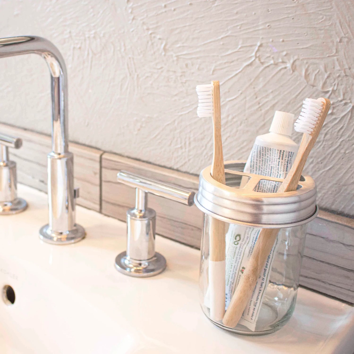 Mason Jar Toothbrush Caddy