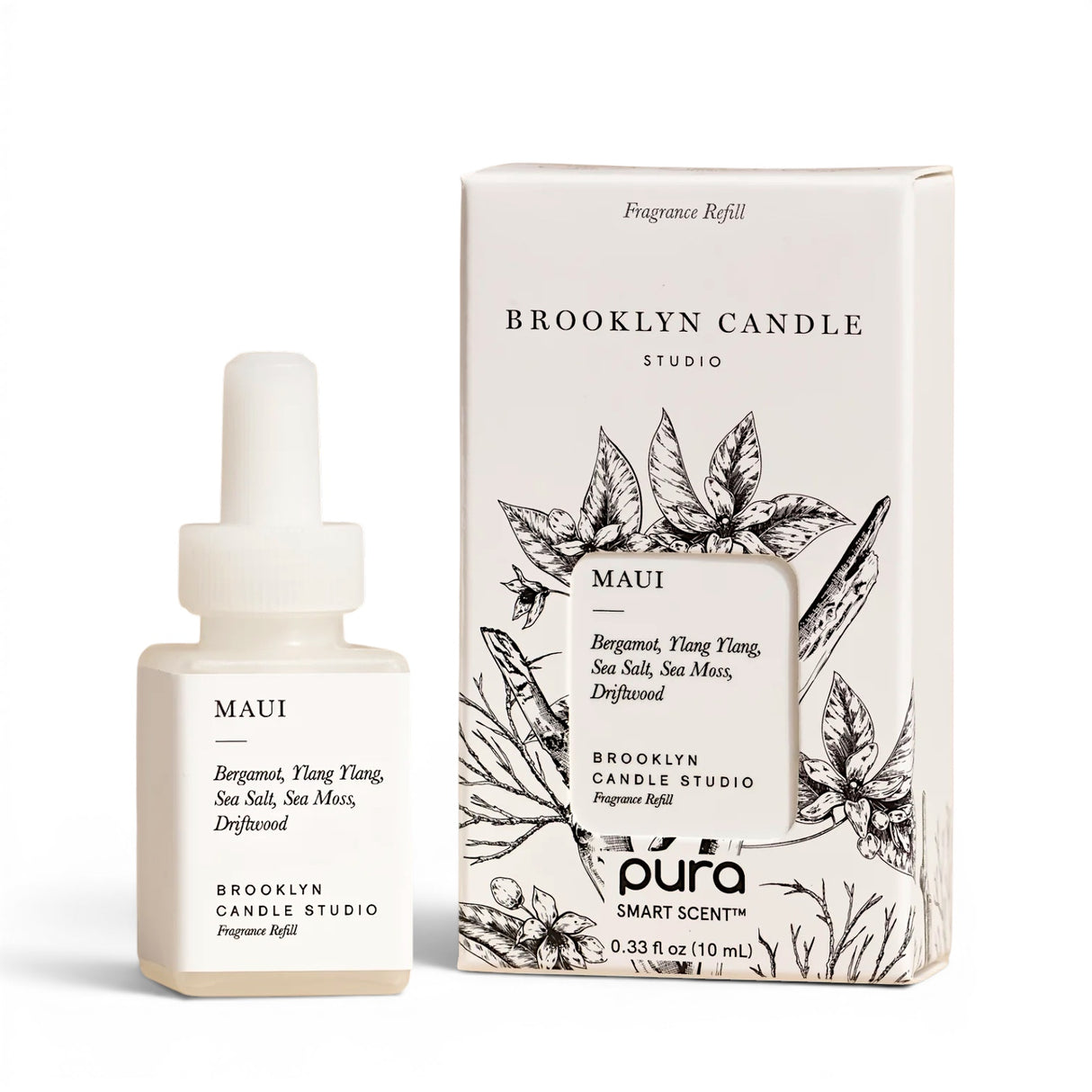 Maui Pura fragrance refill by Brooklyn Candle Studio with bergamot, ylang ylang, sea salt, sea moss, and driftwood scent