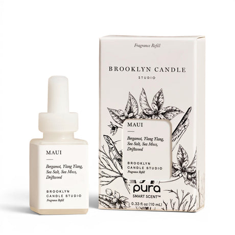 Maui Pura fragrance refill by Brooklyn Candle Studio with bergamot, ylang ylang, sea salt, sea moss, and driftwood scent