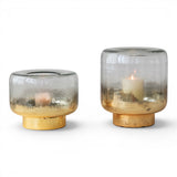 mercury glass hurricane candle holder gold base silver gold glass decor