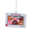 glass doughnut box ornament with six frosted doughnuts and sprinkles