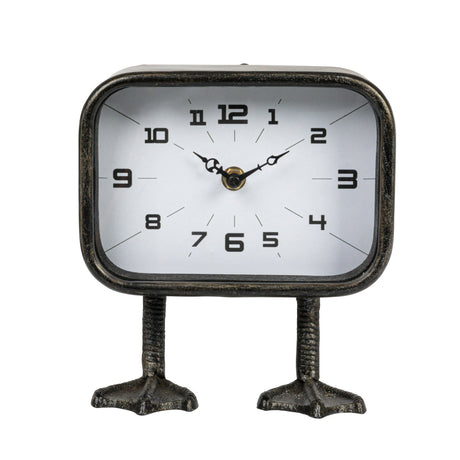 gunmetal iron clock with duck feet by creative co-op