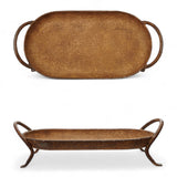 Two rustic metal trays with handles