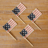 mini american flag fabric pick patriotic decor wooden stick flag