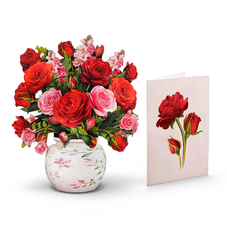 mini blooming roses pop up card floral bouquet greeting card gift keepsake by FreshCut Paper