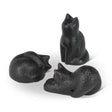 small black cast iron cat figurines minimalist shelf decor