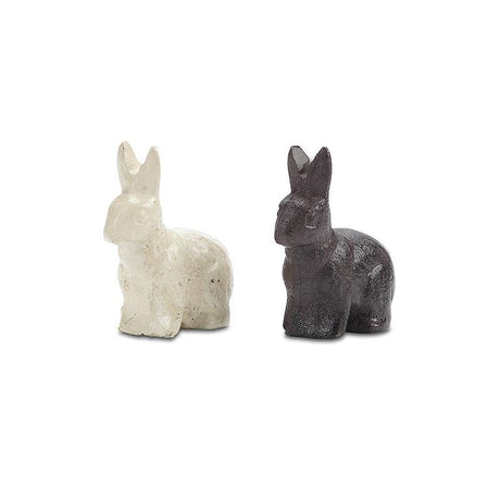 small cast iron bunny figurines rustic rabbit shelf decor