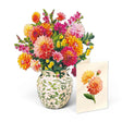 Mini dahlia sunrise pop-up card with coral and pink blooms by FreshCut Paper. A cheerful floral greeting card perfect for gifting and everyday moments.

