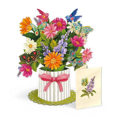 mini enchanted garden pop up card floral butterfly bouquet greeting card gift by FreshCut Paper