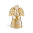 Small resin angel figurine with curved wings, folded hands, a flowing gown, and a mottled gold finish.