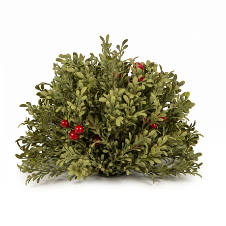 mini leaf half sphere with burgundy berries faux greenery