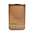 Mini leather journal with “The Devil Is in the Details” quote and elastic band closure