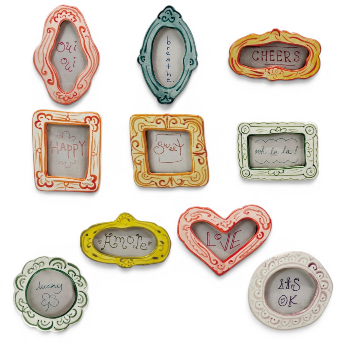 hand painted mini frame magnet ceramic quote magnet colorful decorative fridge magnet assorted sayings