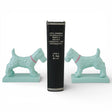 Mint metal dog bookends with pink collar set of two decorative terrier shelf decor