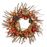 26-inch mixed harvest fall wreath with pumpkins, berries, seed pods and autumn foliage