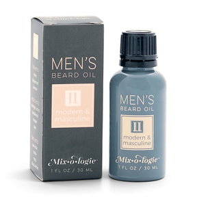 Mixologie Men’s II Modern and Masculine beard oil with peppermint, lavender, sandalwood, cedar, tonka, moss, and black amber
