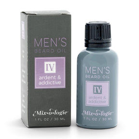 Mixologie Men’s IV Ardent and Addictive beard oil with citrus, cedarwood, balsam, amber, ebony wood, musk, and sea moss