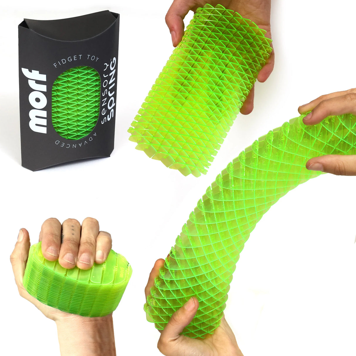 Morf Big Spring Green sensory fidget toy expandable spring stress relief toy tactile desk fidget for kids and adults