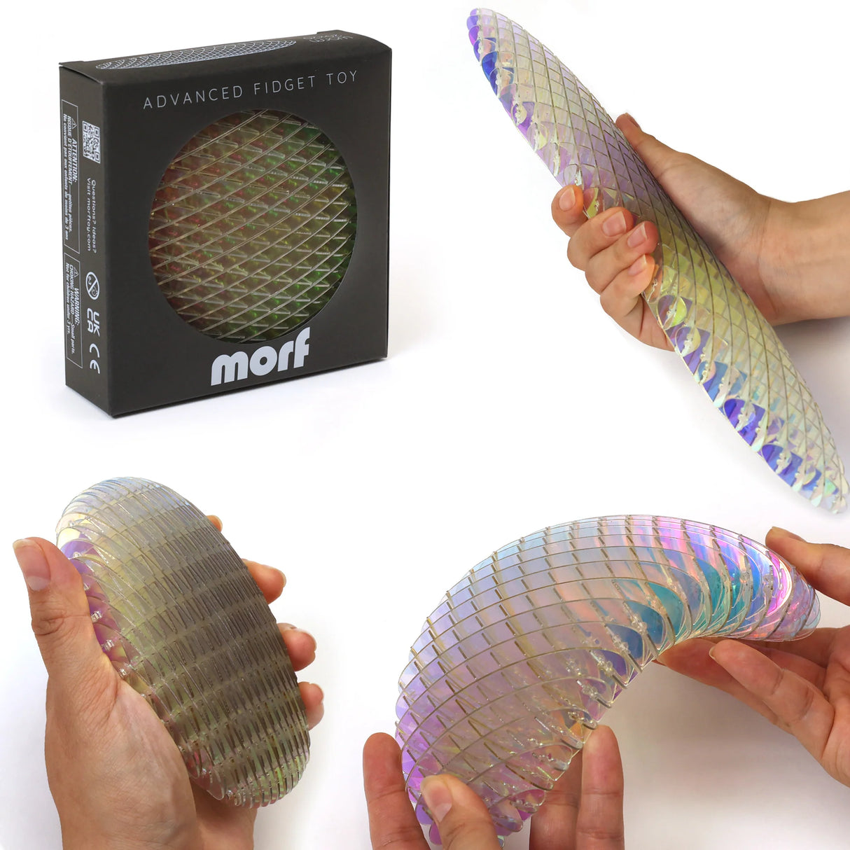 Morf Fidget Worm Unicorn Big sensory fidget toy iridescent expandable stress relief toy tactile desk fidget for focus and anxiety relief
