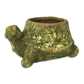 mossy terracotta turtle planter rustic garden animal planter for succulents