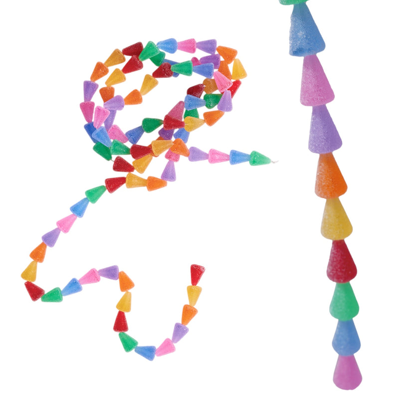 72-inch multicolor plastic gumdrop garland with sugar-dusted finish