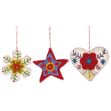 Felt Heart Snowflake & Star Ornaments