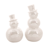 Pearlescent Glossy Ceramic Snowman Figurine | 2 Sizes