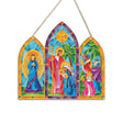 Nativity Christmas window suncatcher with Mary, Joseph, baby Jesus, angel, Wise Men, and Star of Bethlehem