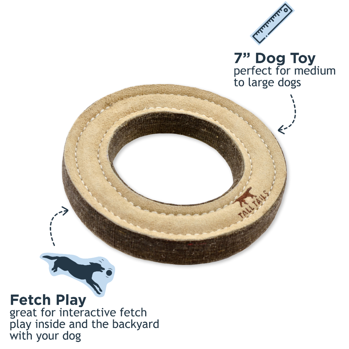 Natural Leather & Wool Ring Dog Toy