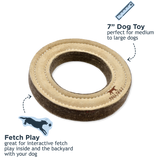 Natural Leather & Wool Ring Dog Toy