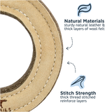 Natural Leather & Wool Ring Dog Toy