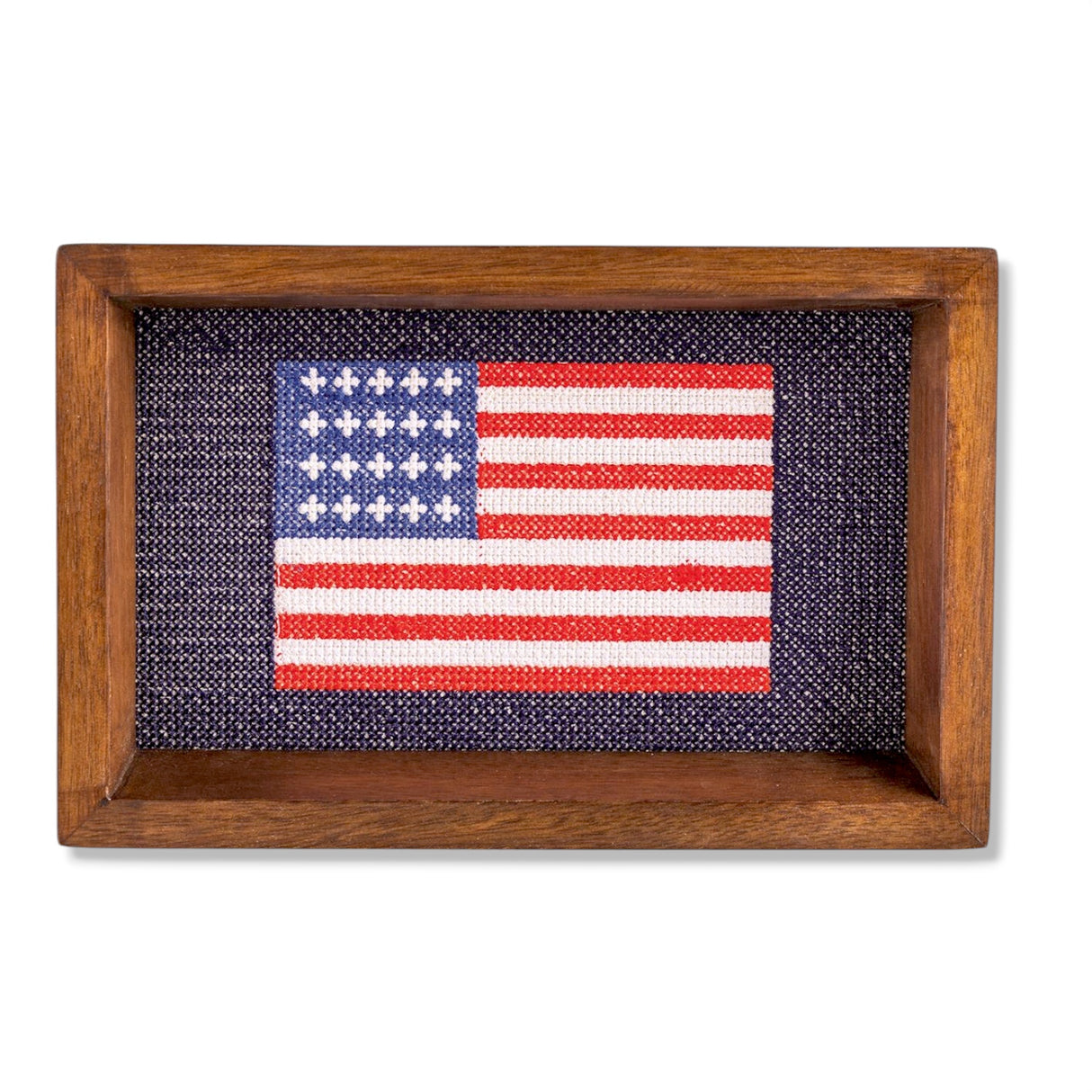 American flag needlepoint valet tray mango wood catchall tray patriotic home decor