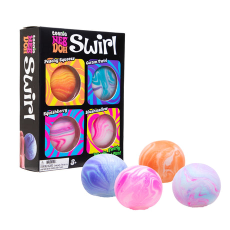 nee doh teenie swirl squishy sensory toy 4 pack colorful fidget stress balls