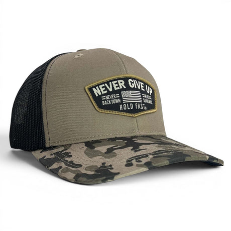 tan camo trucker hat snapback Never Give Up cap for men