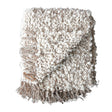 woven new zealand wool blend shag throw blanket natural grey fringe
