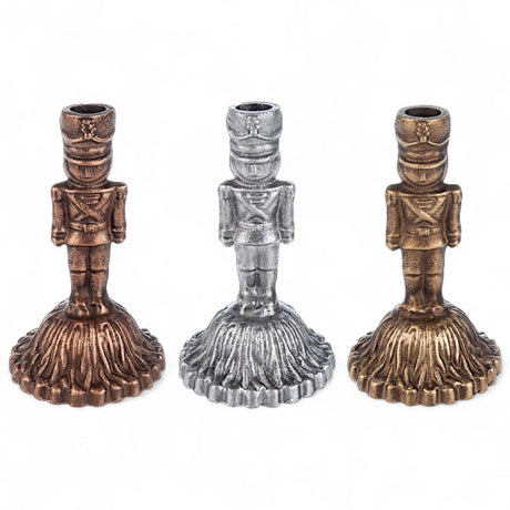 Cast iron nutcracker taper candle holder in vintage finish