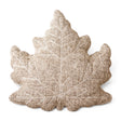 Oatmeal and sage tweed maple leaf pillow with embroidered details
