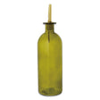 16 oz olive green glass oil cruet with gold metal pour stopper for kitchen countertop