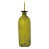 16 oz olive green glass oil cruet with gold metal pour stopper for kitchen countertop